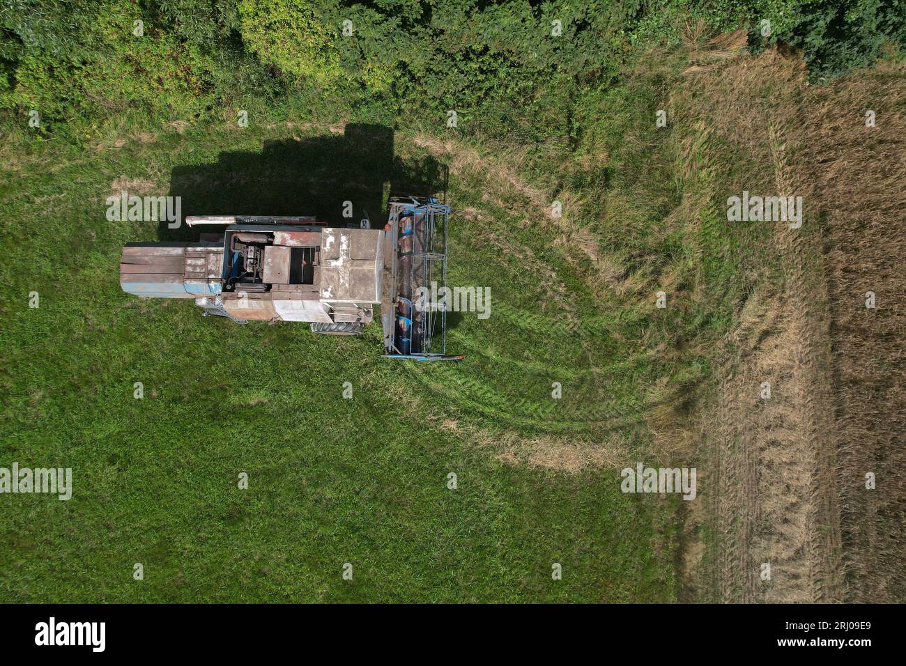 combine harvester Fortschritt E 512 aerial panorama of czech small ...