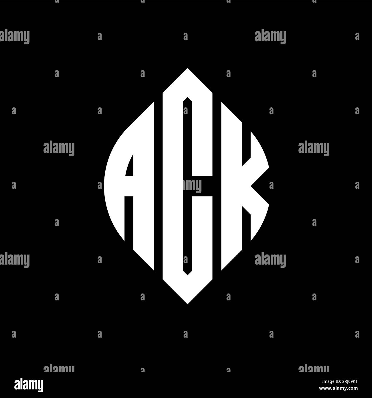 ACK circle letter logo design with circle and ellipse shape. ACK ellipse letters with