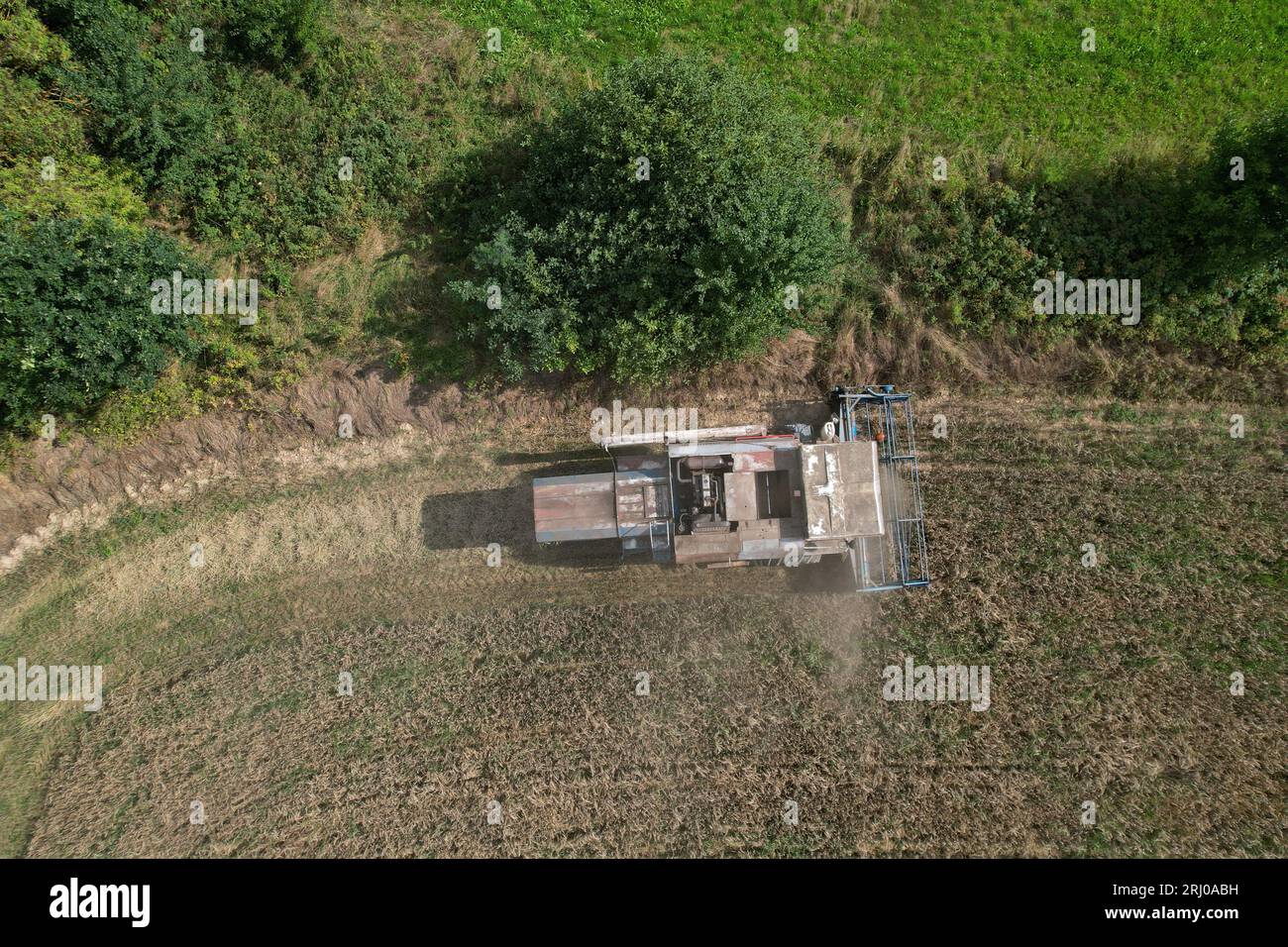 combine harvester Fortschritt E 512 aerial panorama of czech small ...
