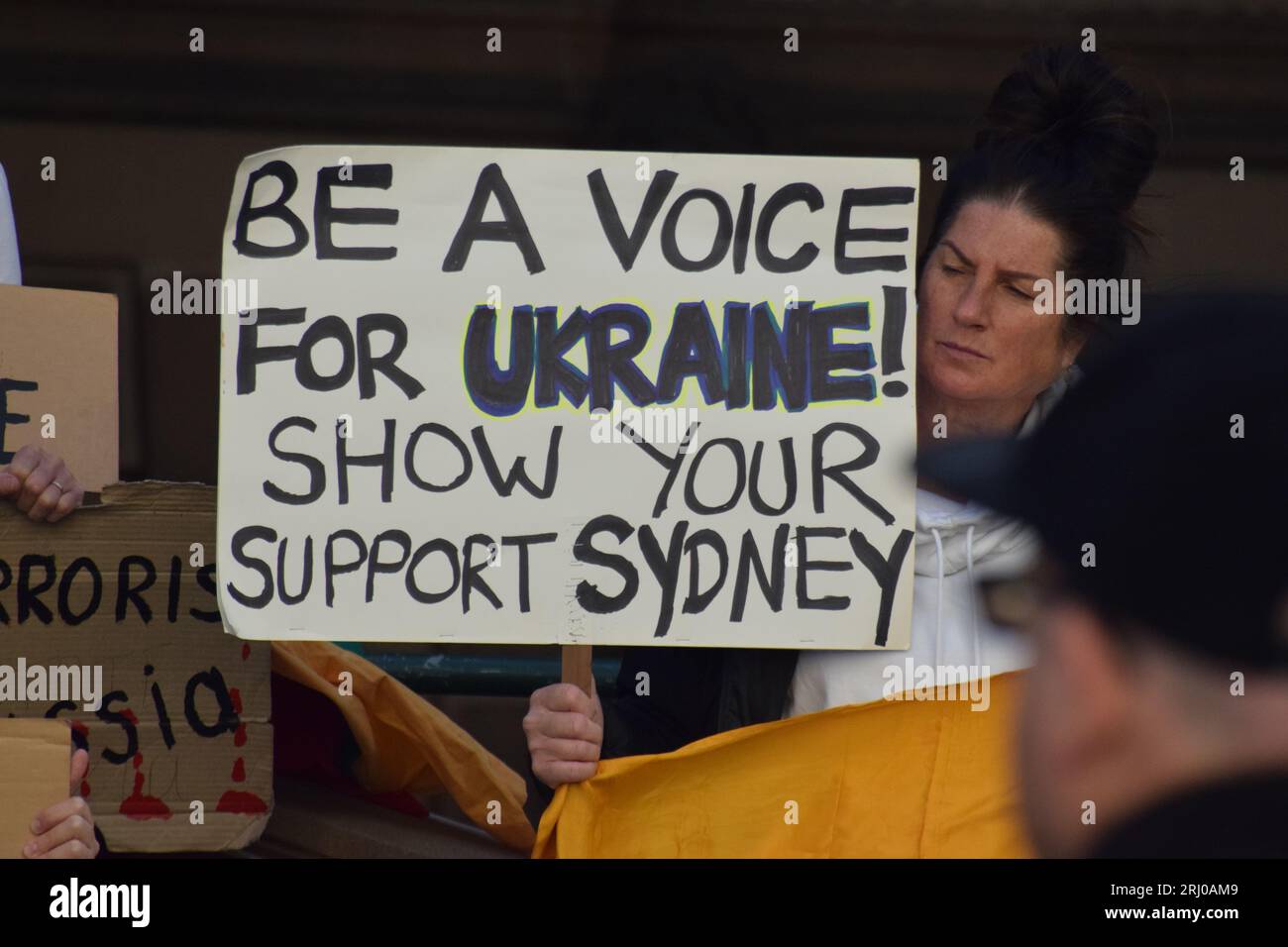 Ukrainian Protest in Sydney against Russian Invasion Stock Photo