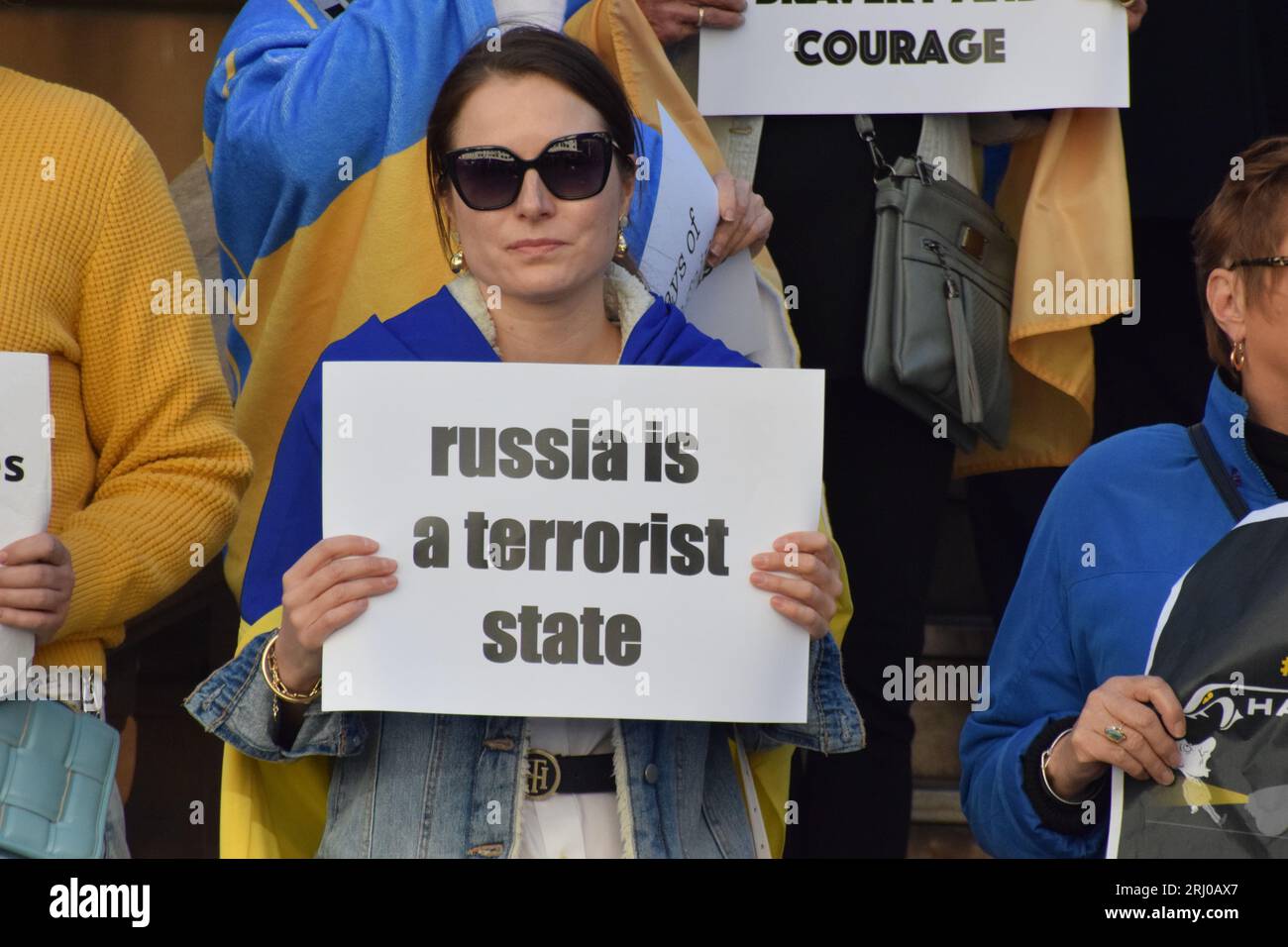 Ukrainian Protest in Sydney against Russian Invasion Stock Photo
