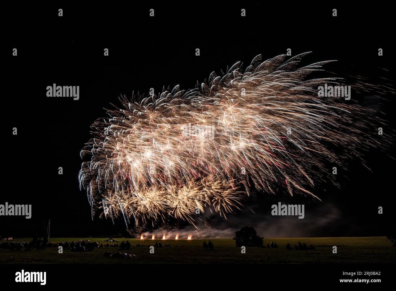 Belvoir Castle, UK. 19th Aug 2023. People watch the firework display by ...