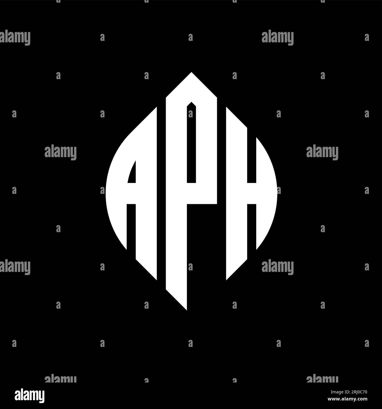 APH circle letter logo design with circle and ellipse shape. APH