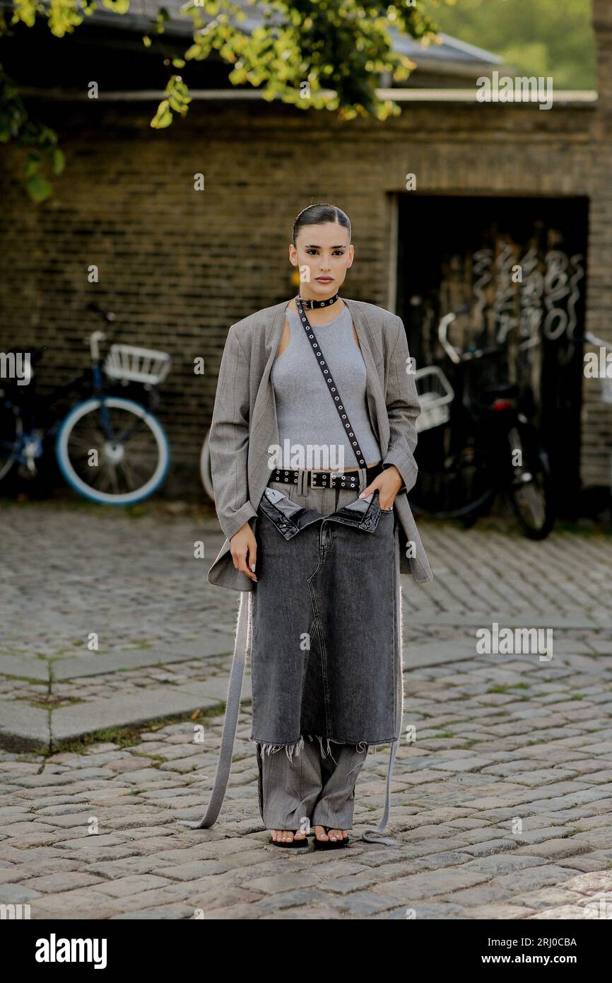 Street style, Livia Nunes Marques arriving at Ganni Spring-Summer 2024