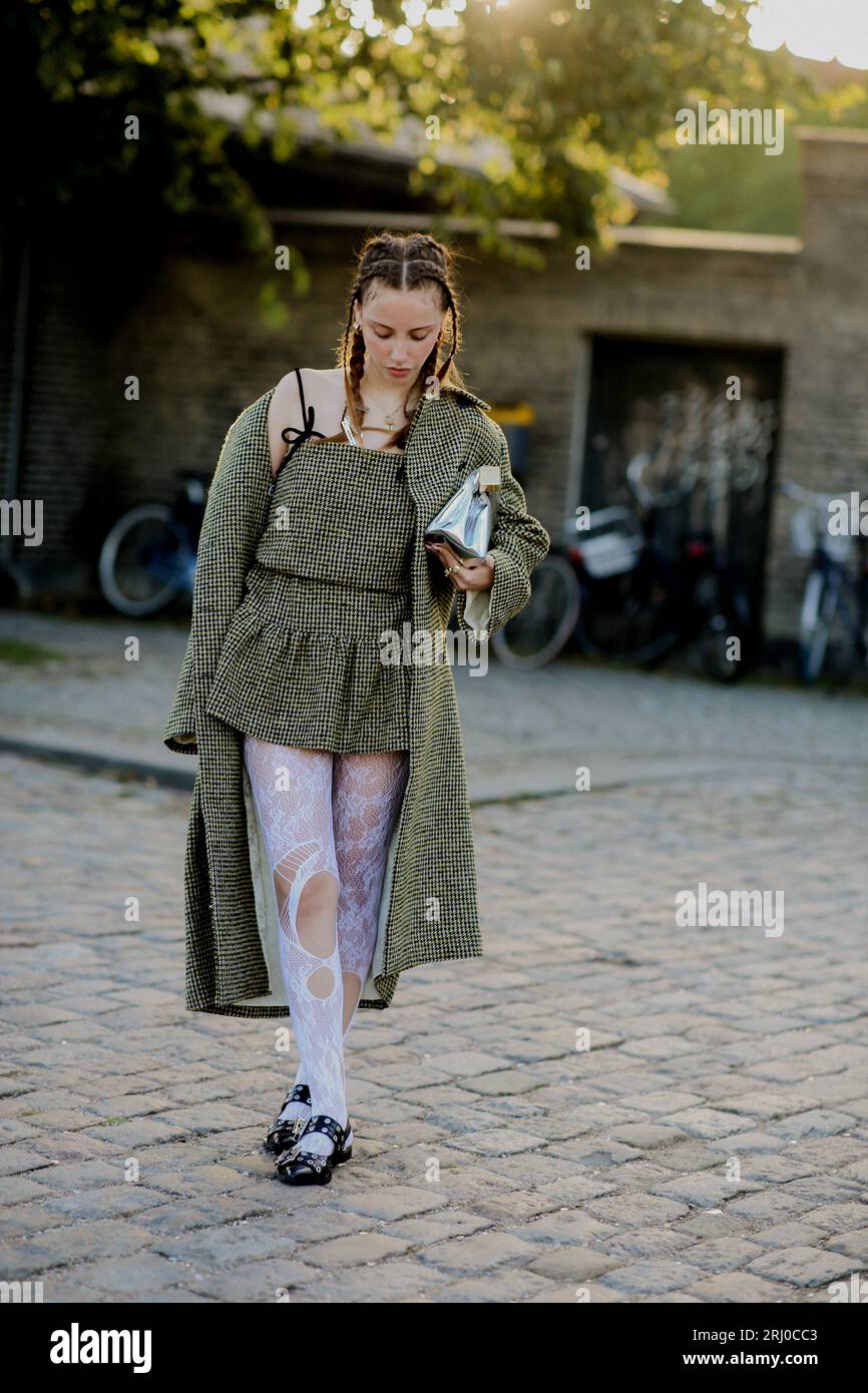 Street style, Marie Gaguech arriving at Ganni Spring-Summer 2024 show,  during Copenhagen Fashion Week, Denmark, on August 10th, 2023. Photo by  Marie-Paola Bertrand-Hillion/ABACAPRESS.COM Credit: Abaca Press/Alamy Live  News Stock Photo - Alamy