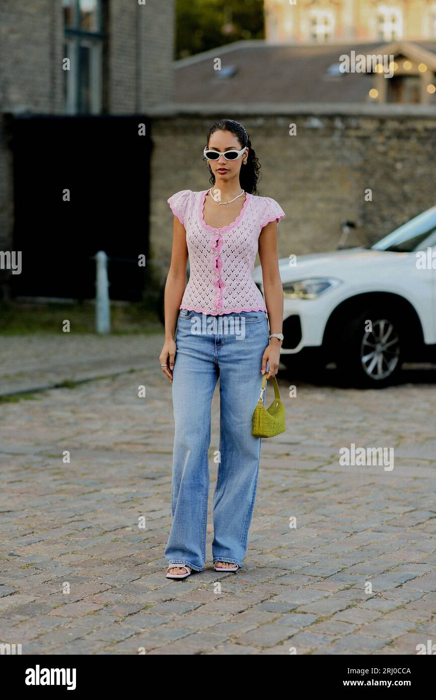 Street style, Jamilla Strand arriving at Ganni Spring-Summer 2024 show