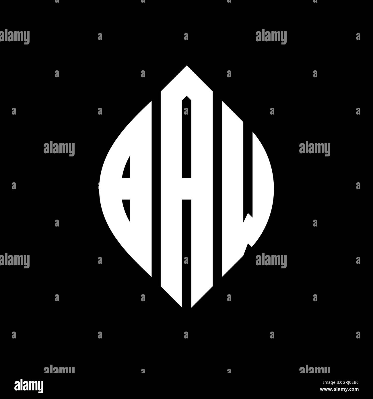 BAW circle letter logo design with circle and ellipse shape. BAW