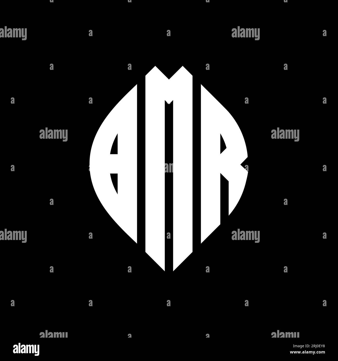 BMR circle letter logo design with circle and ellipse shape. BMR