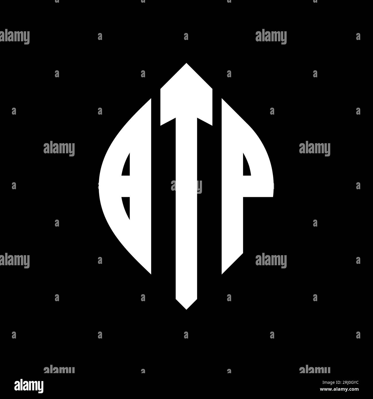 BTP circle letter logo design with circle and ellipse shape. BTP