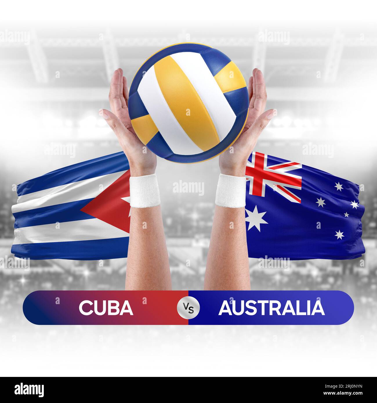 Cuba vs Australia national teams volleyball volley ball match competition concept Stock Photo