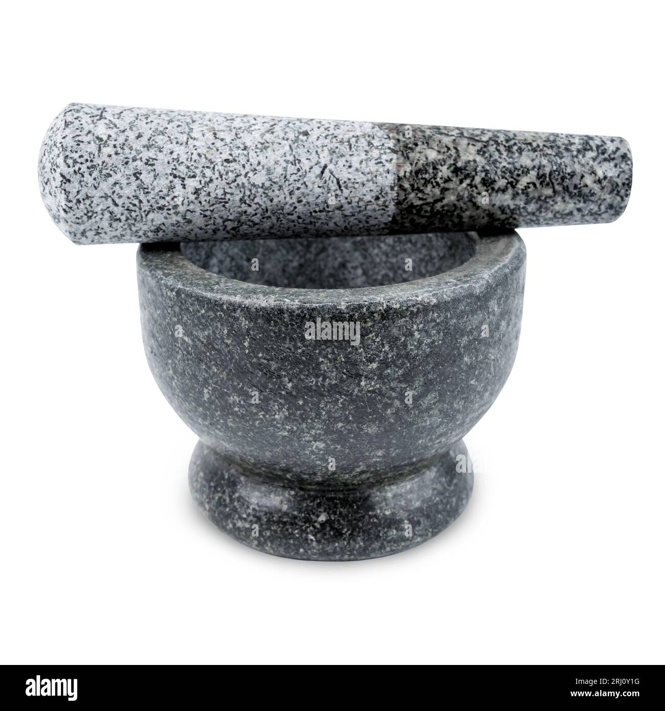 Granite Mortar and Pestle Isolated on White Background background, Saved clipping path Stock