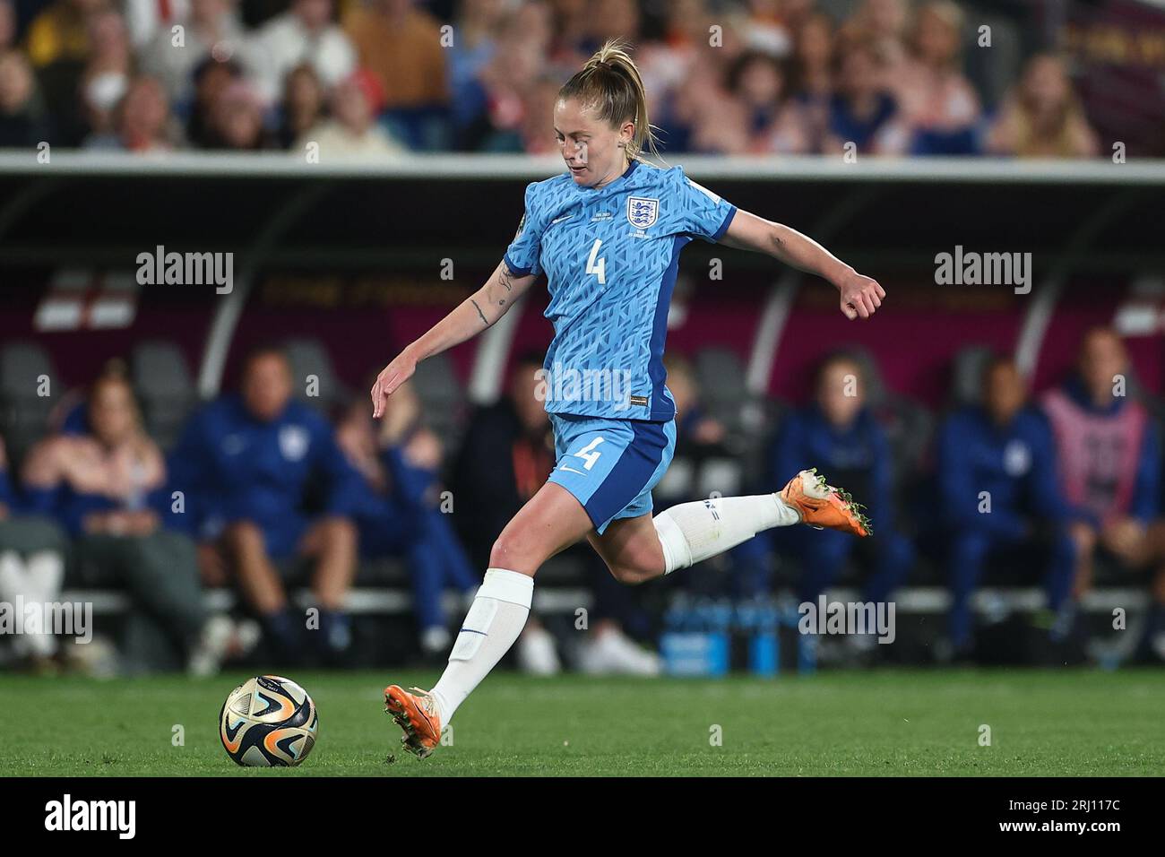 Keira Walsh #4 of England breaks with the ball during the FIFA Women's World Cup 2023 Final match Spain Women vs England Women at Stadium Australia, Sydney, Australia, 20th August 2023  (Photo by Patrick Hoelscher/News Images) Stock Photo