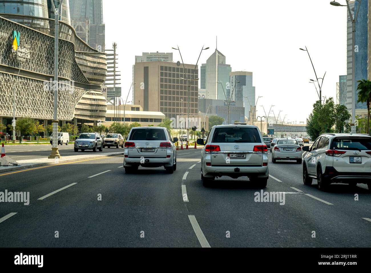 Doha Roads and traffic west bay Doha Qatar Stock Photo Alamy