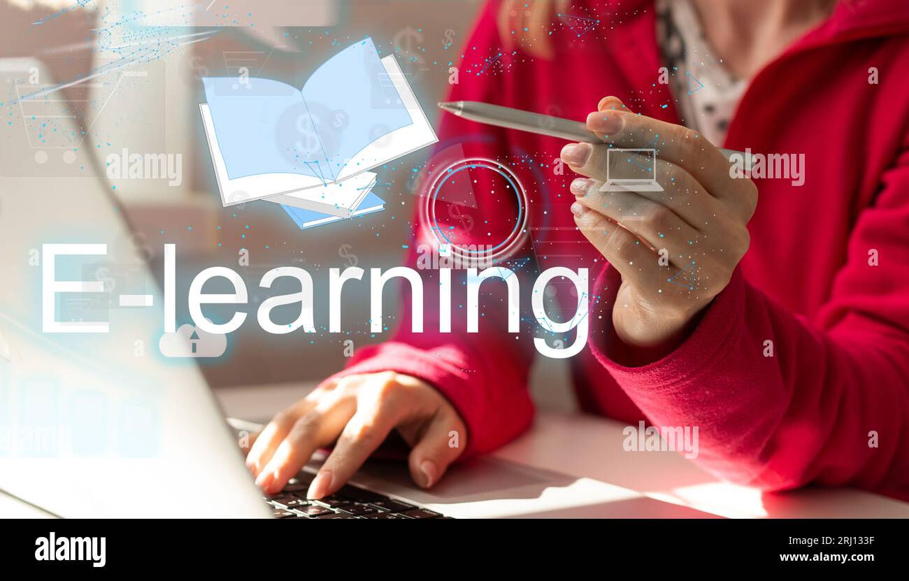 E learning, online training and education, distance learning concept ...