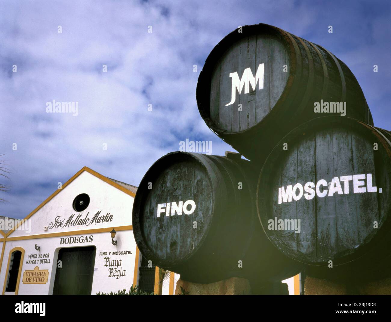 CADIZ, SPAIN-AUGUST 20, 2022: Bodegas José Mellado Martín is a winery situated in the municipality of Chipiona, in Cadiz Stock Photo