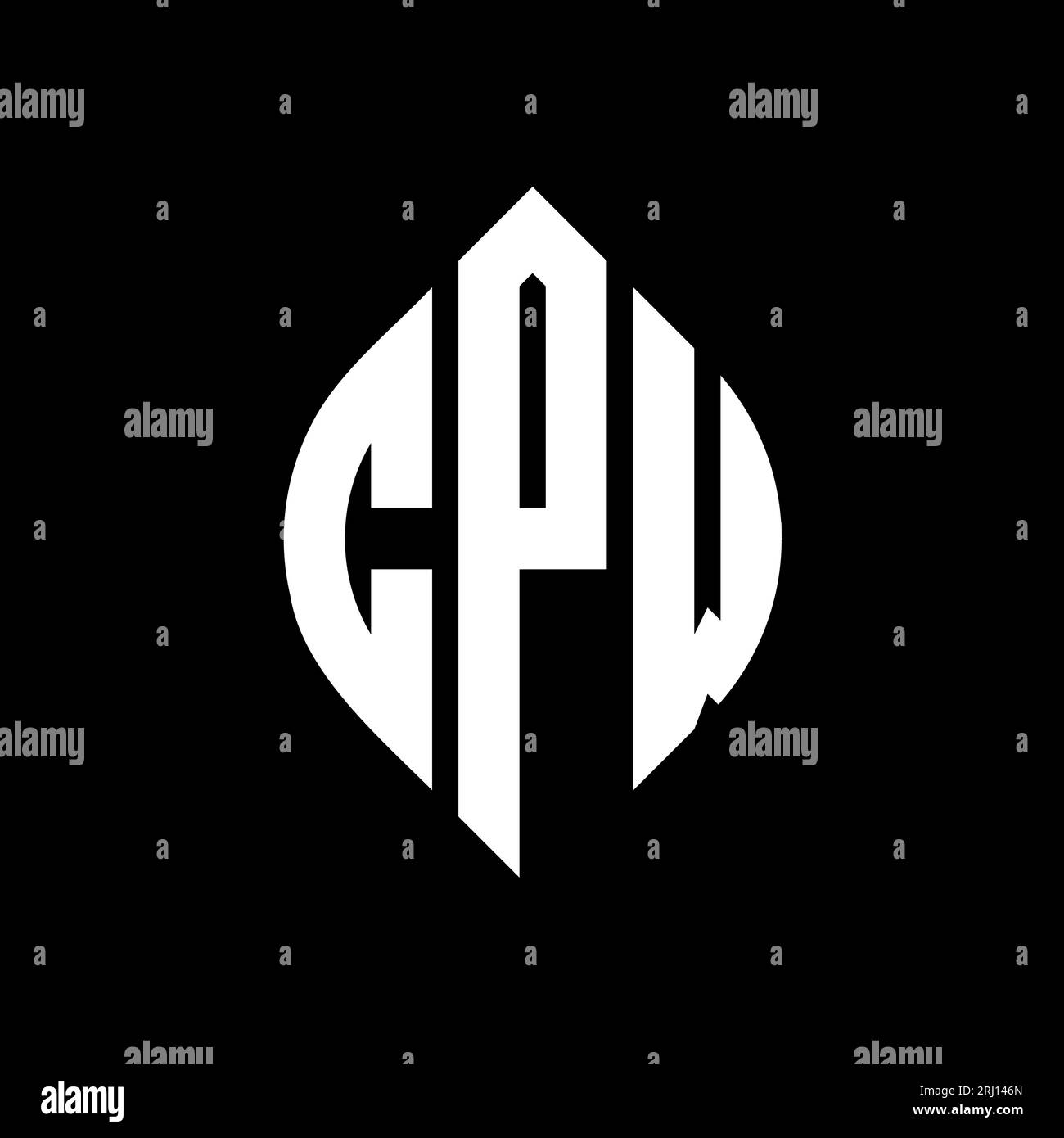 CPW circle letter logo design with circle and ellipse shape. CPW