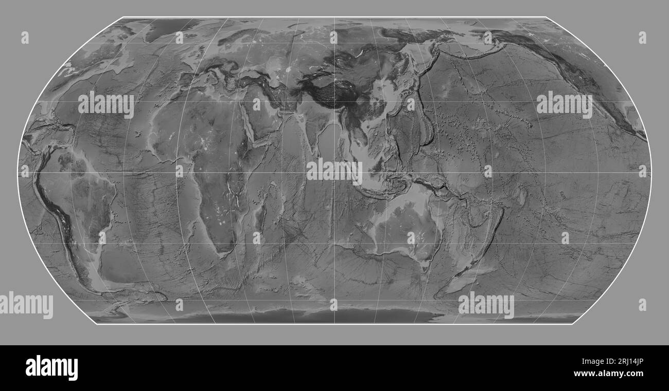 Grayscale map of the world in the Hatano Asymmetrical Equal Area ...