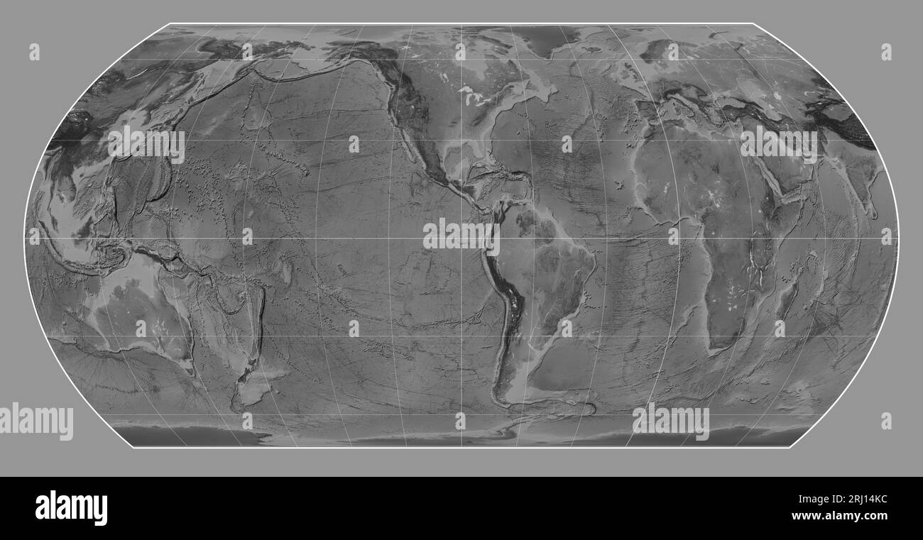 Grayscale map of the world in the Hatano Asymmetrical Equal Area ...