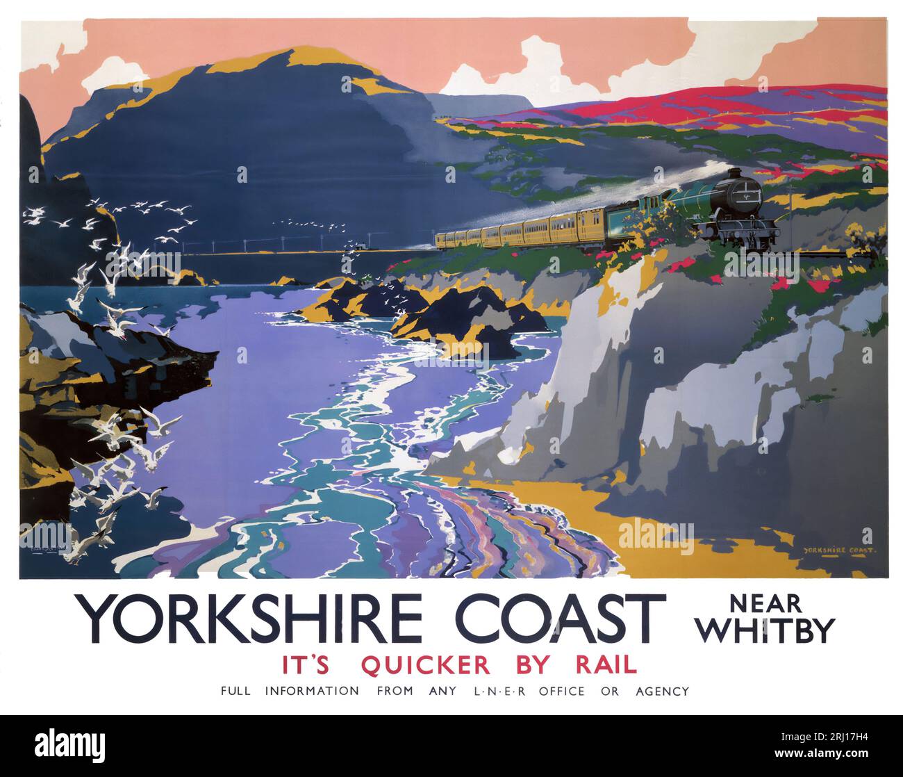 Vintage British Yorkshire Coast Whitby LNER British Railway Travel poster Stock Photo