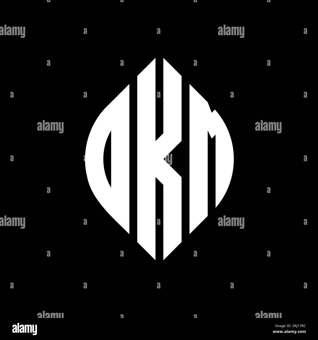 DKM circle letter logo design with circle and ellipse shape. DKM ellipse letters with typographic style. The three initials form a circle logo. DKM Ci Stock Vector