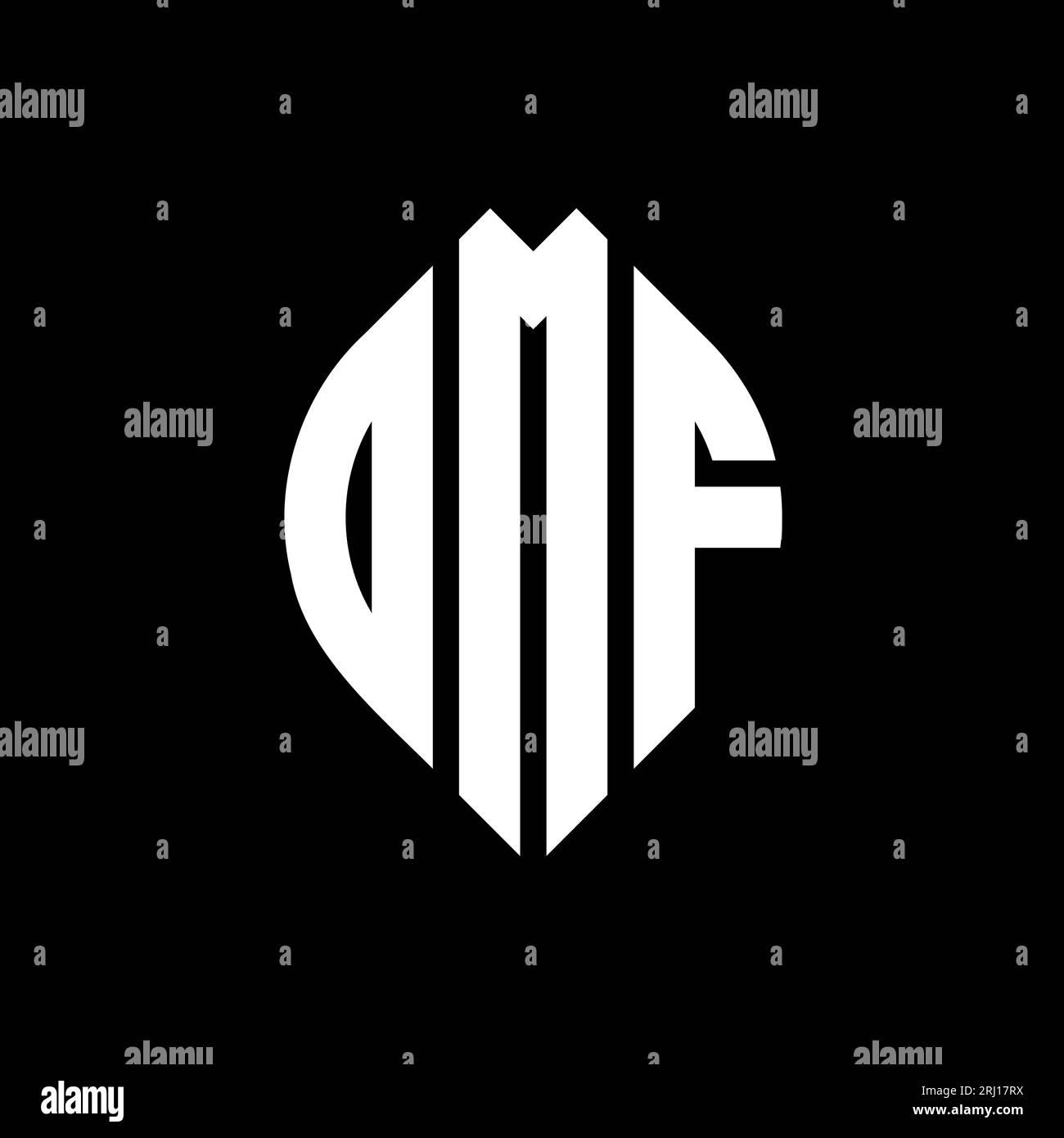 DMF circle letter logo design with circle and ellipse shape. DMF