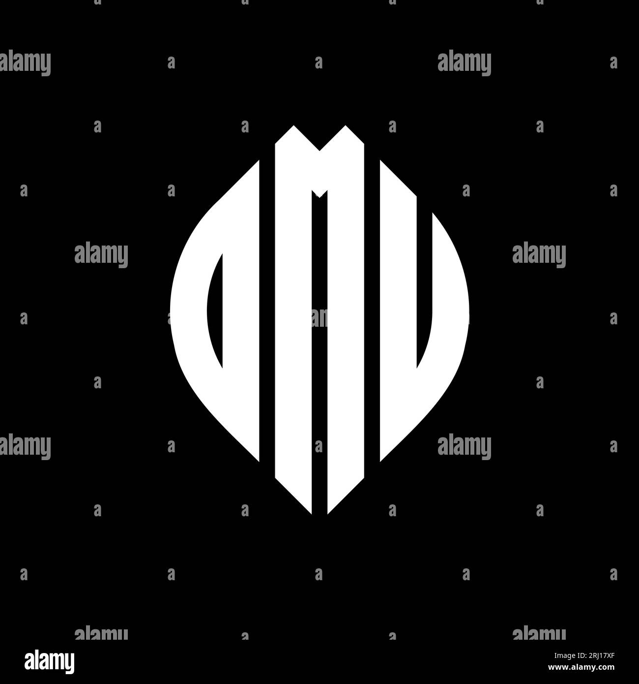 DMU circle letter logo design with circle and ellipse shape. DMU