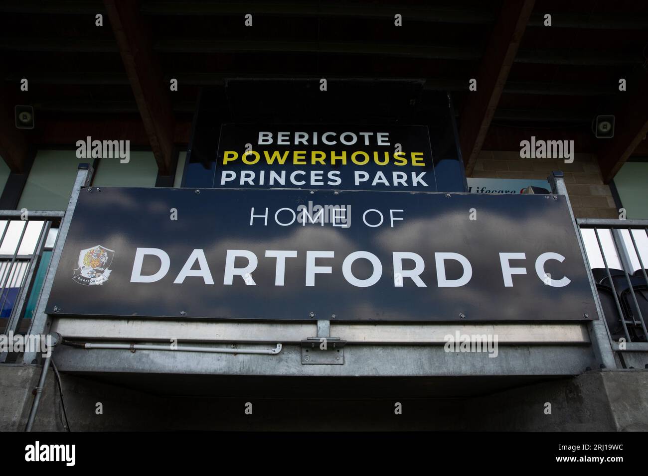 Home of Dartford FC sign above the players tunnel at Princes Park