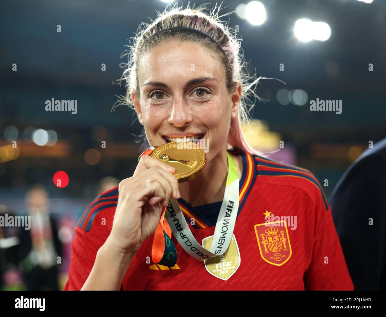 Spain's Alexia Putellas poses with her winners medal after the FIFA