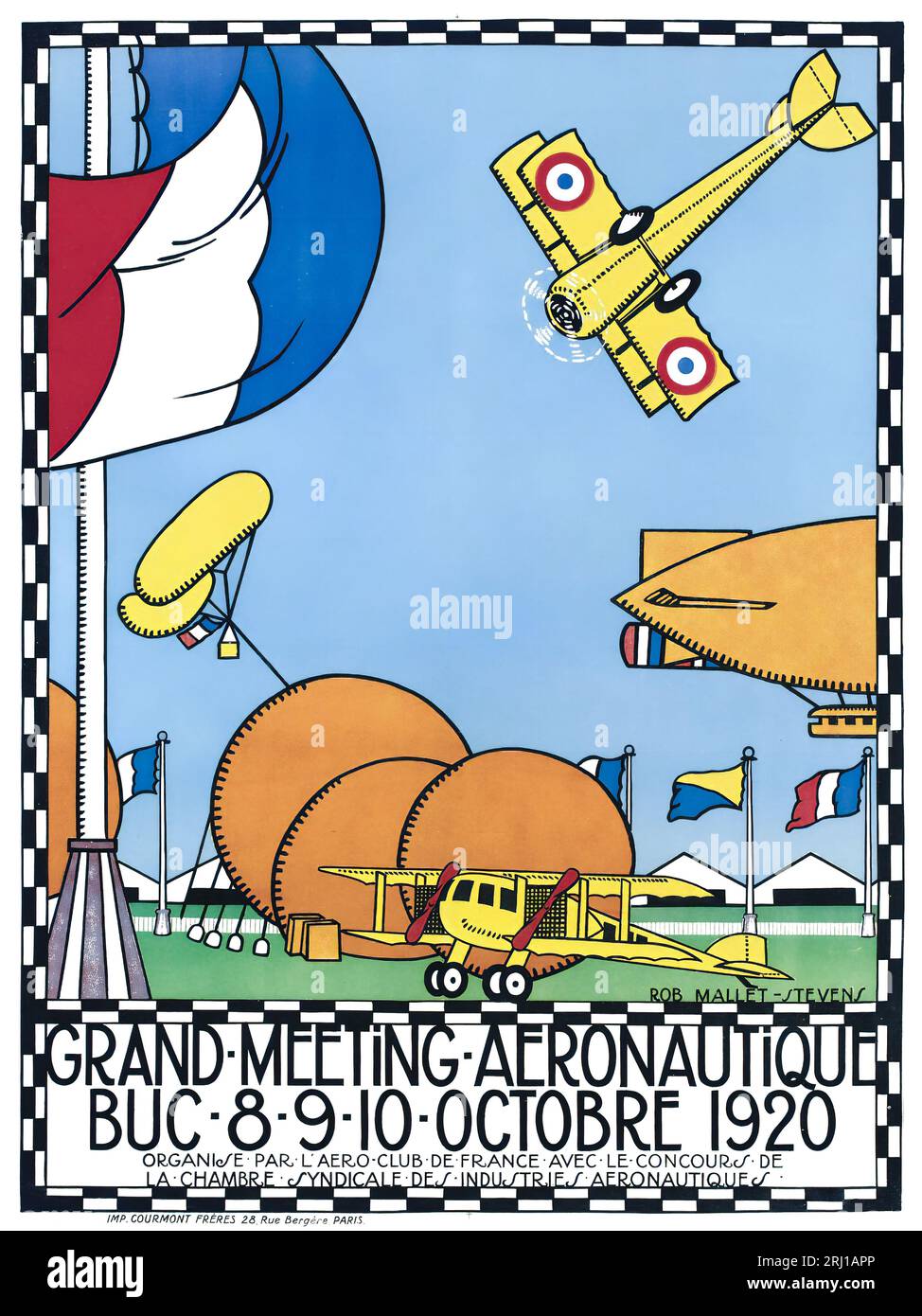 1920 Vintage Aeronautical meet-up poster by Rob Mallet-Stevens. Stock Photo