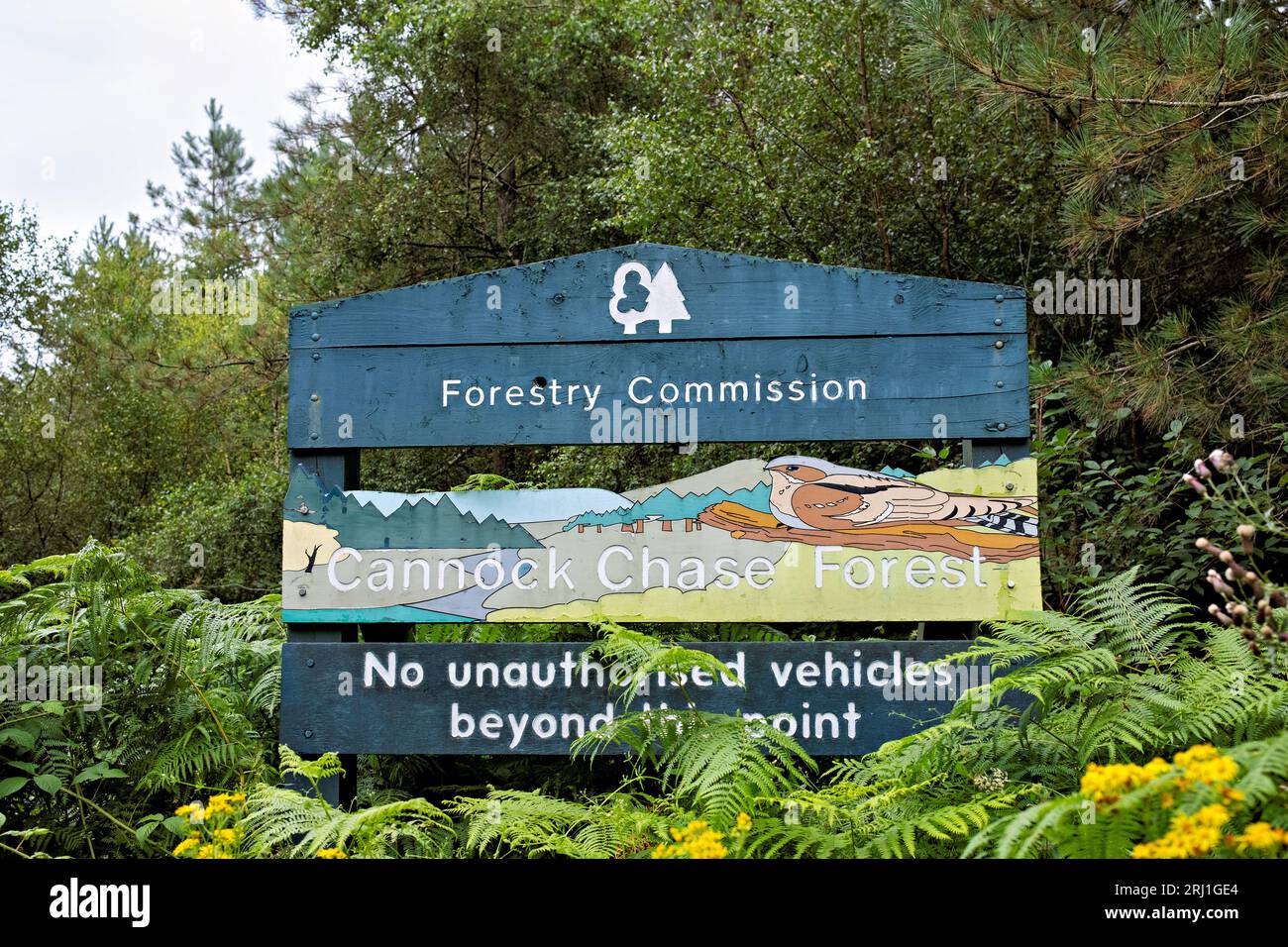 Cannock Staffordshire UK 12 Aug 2023 Entrance sign to Cannock Chase