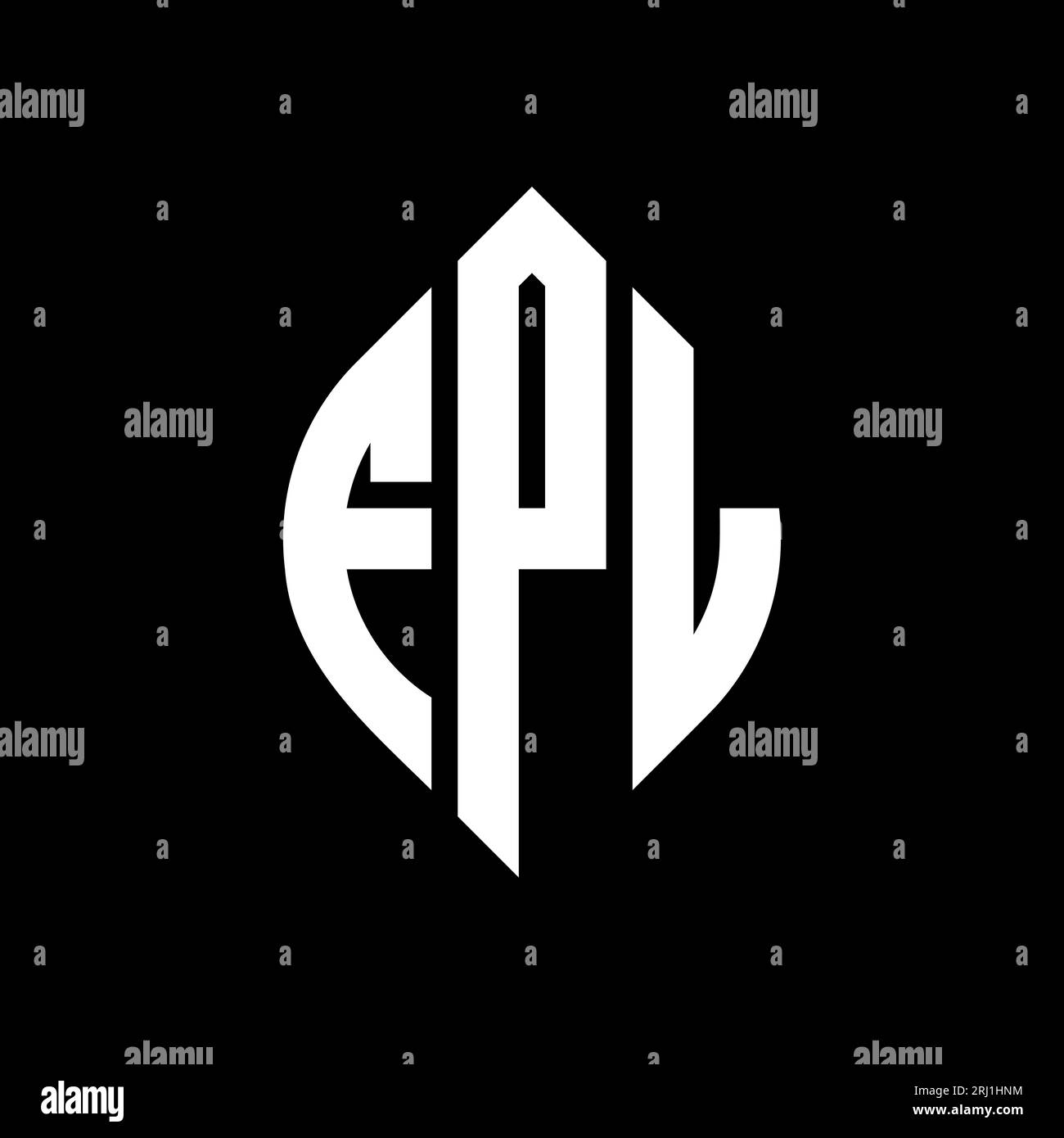 FPL circle letter logo design with circle and ellipse shape. FPL ellipse letters with typographic style. The three initials form a circle logo. FPL Ci Stock Vector