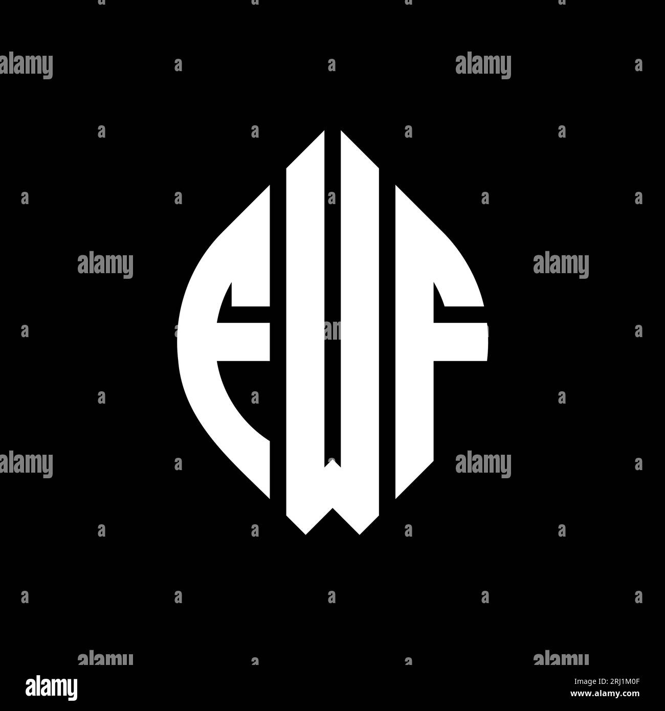 FWF circle letter logo design with circle and ellipse shape. FWF ellipse letters with typographic style. The three initials form a circle logo. FWF Ci Stock Vector