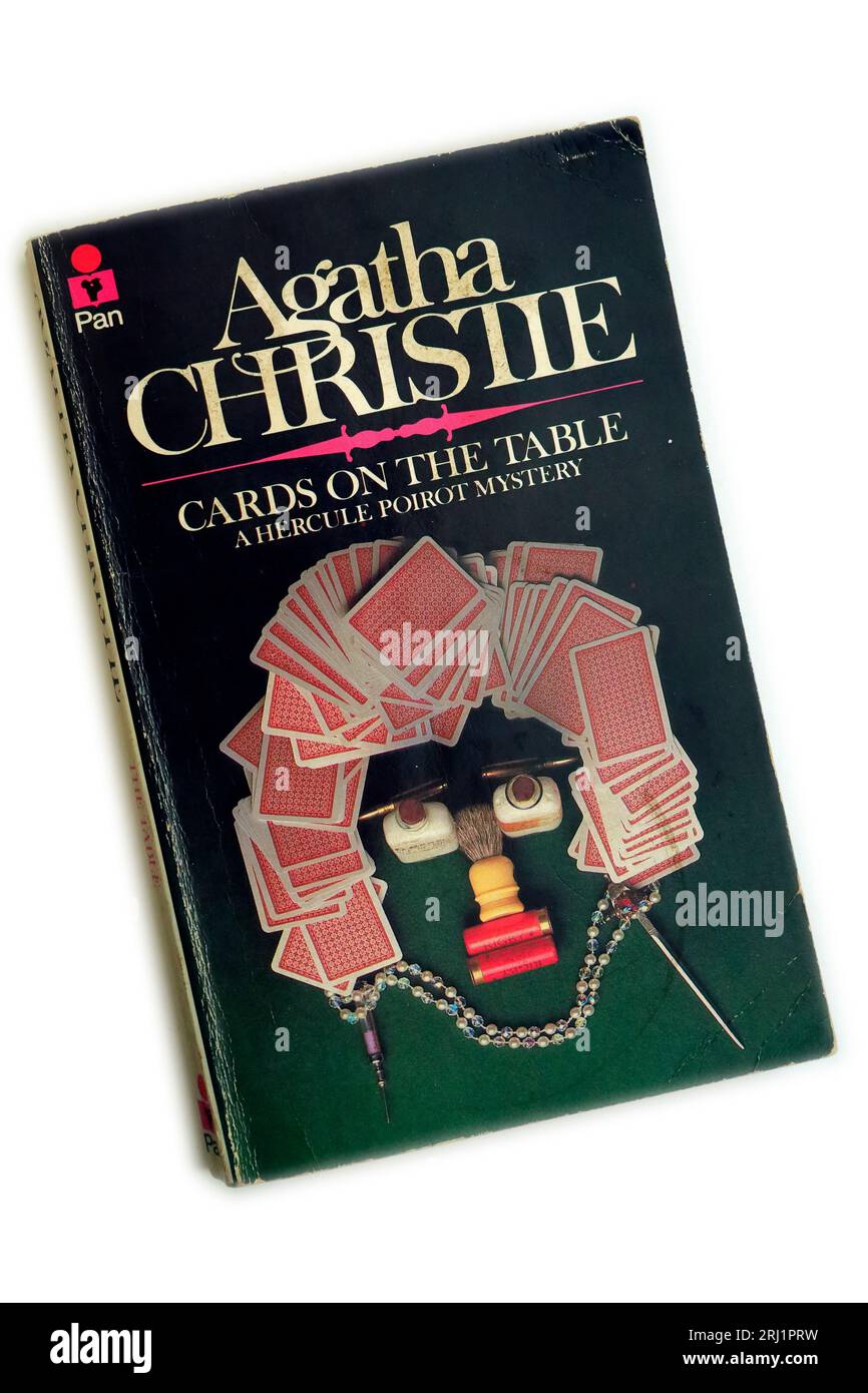 Cards on The Table.  Paperback book cover. A Hercule Poirot Mystery.  by Agatha Christie. Stock Photo