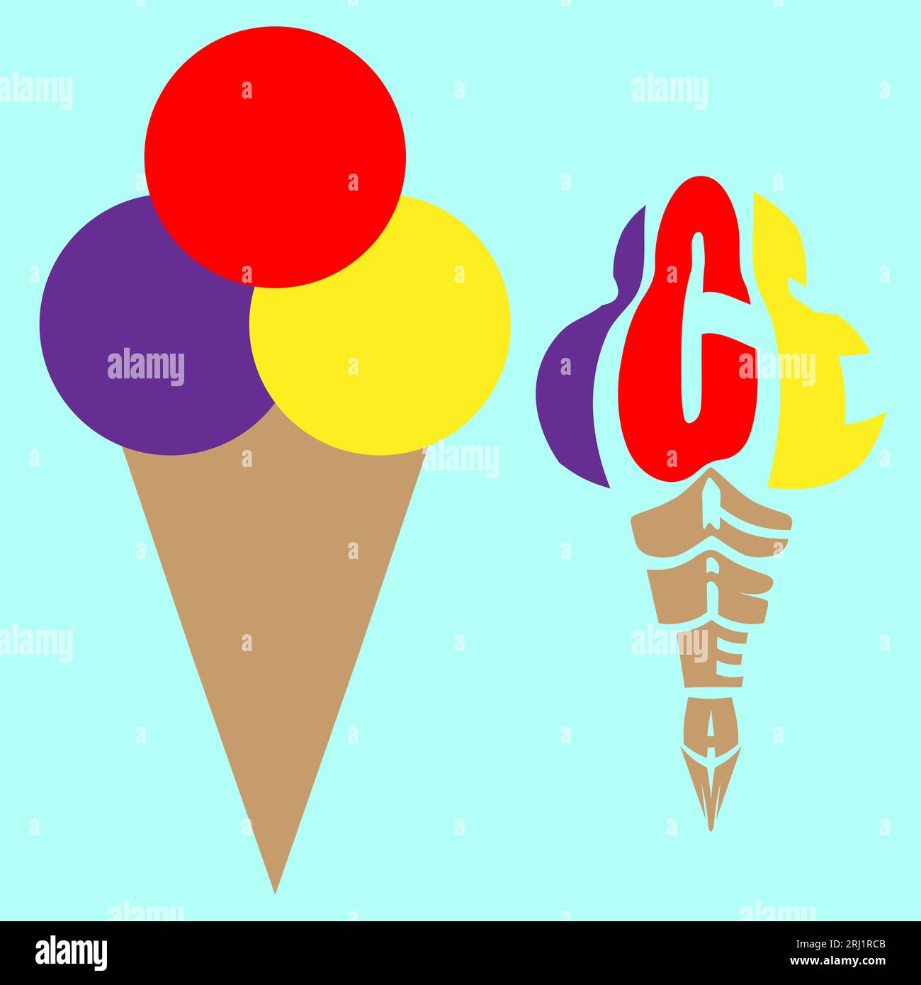 Ice cream, ice cream balls and cone illustration, suitable for ice