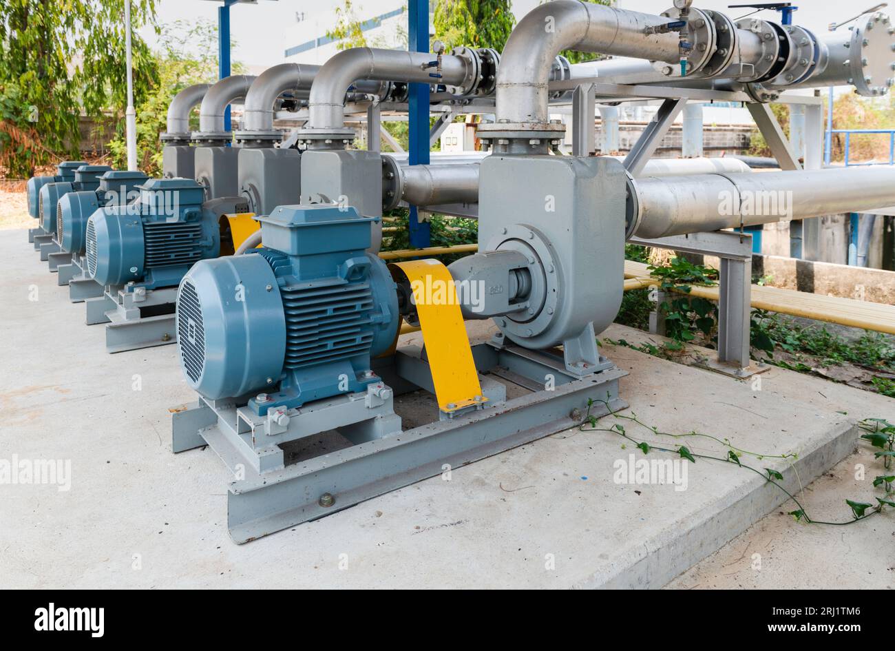 Large water pumps are used to pump wastewater into the wastewater
