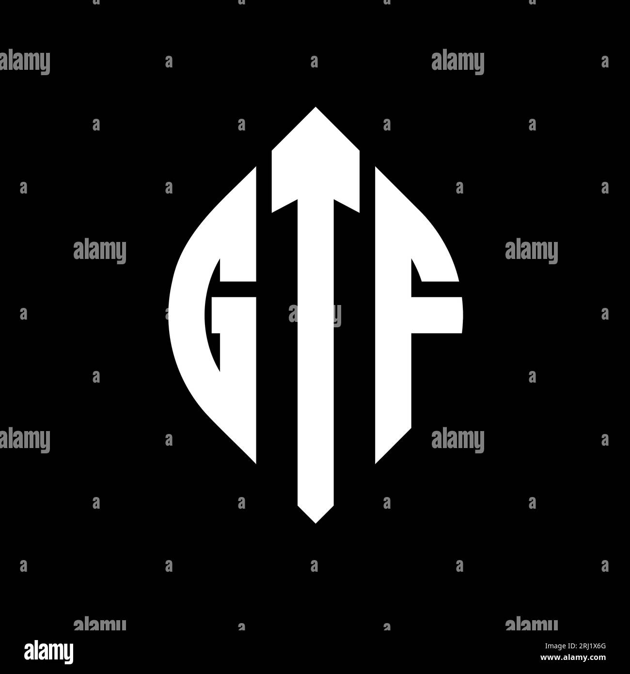 GTF circle letter logo design with circle and ellipse shape. GTF