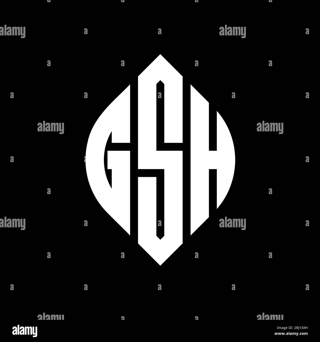 GSH circle letter logo design with circle and ellipse shape. GSH