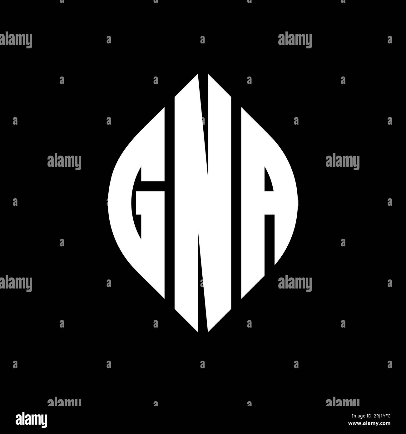 GNA circle letter logo design with circle and ellipse shape. GNA