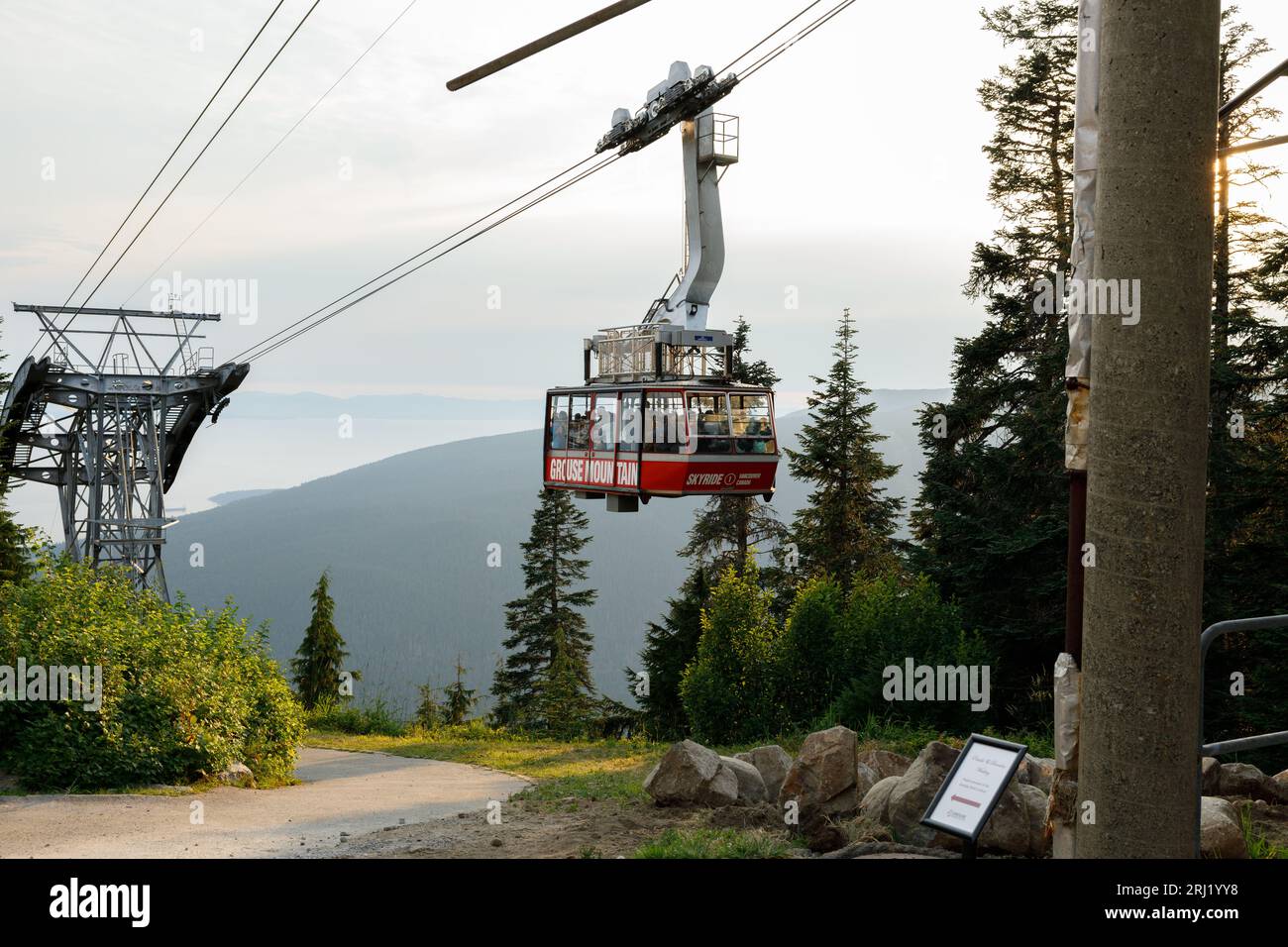 Vancouver, Canada August 5,2023 Scenic view of Grouse Mountain's