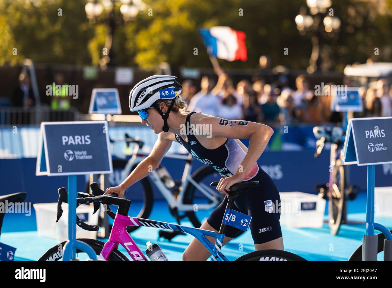 Cassandre Beaugrand (FRA) at the Mixed Relay Triathlon during the 2023