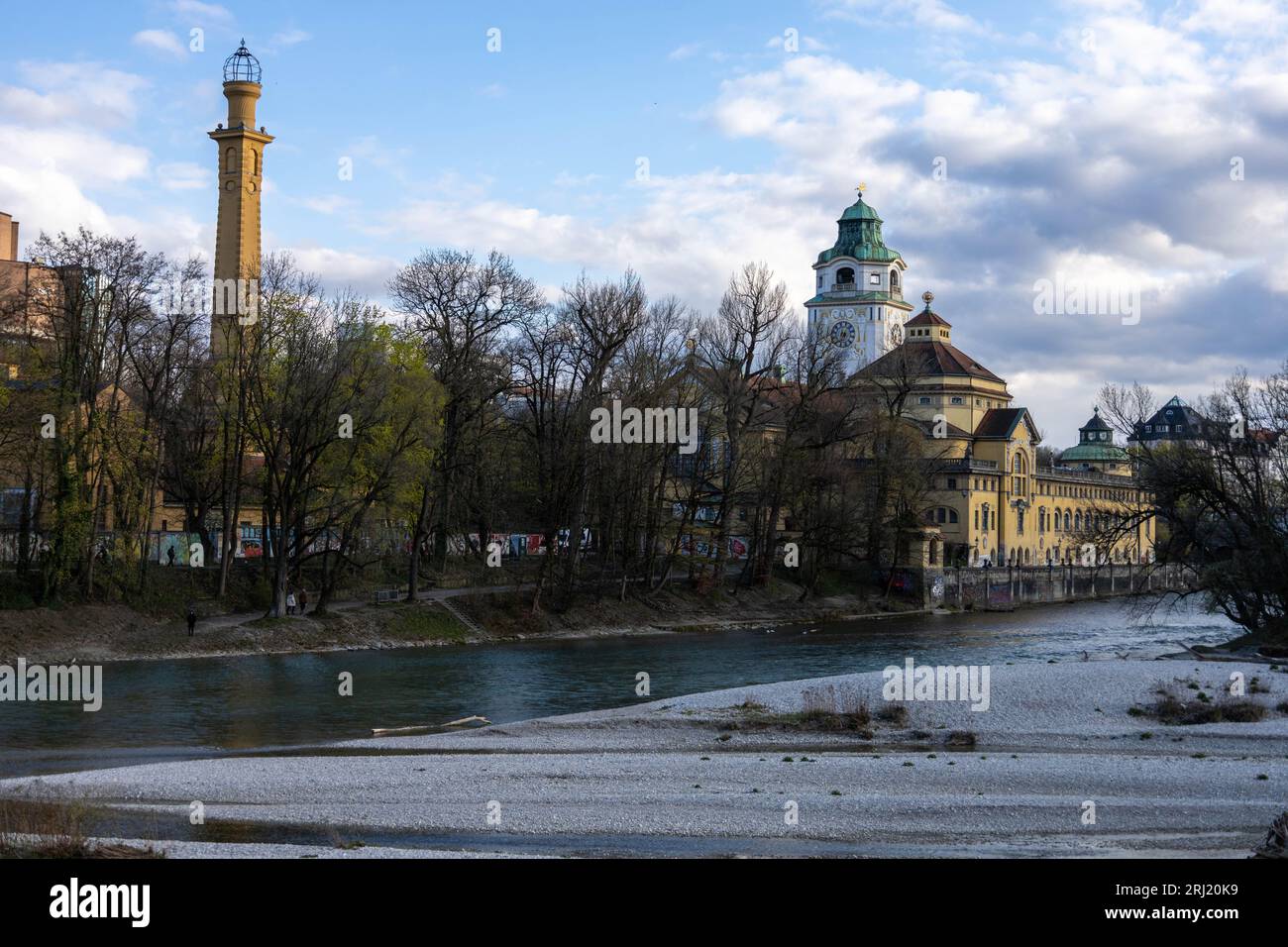 Indoor Public Swimming Pool on the Isar River Stock Photo