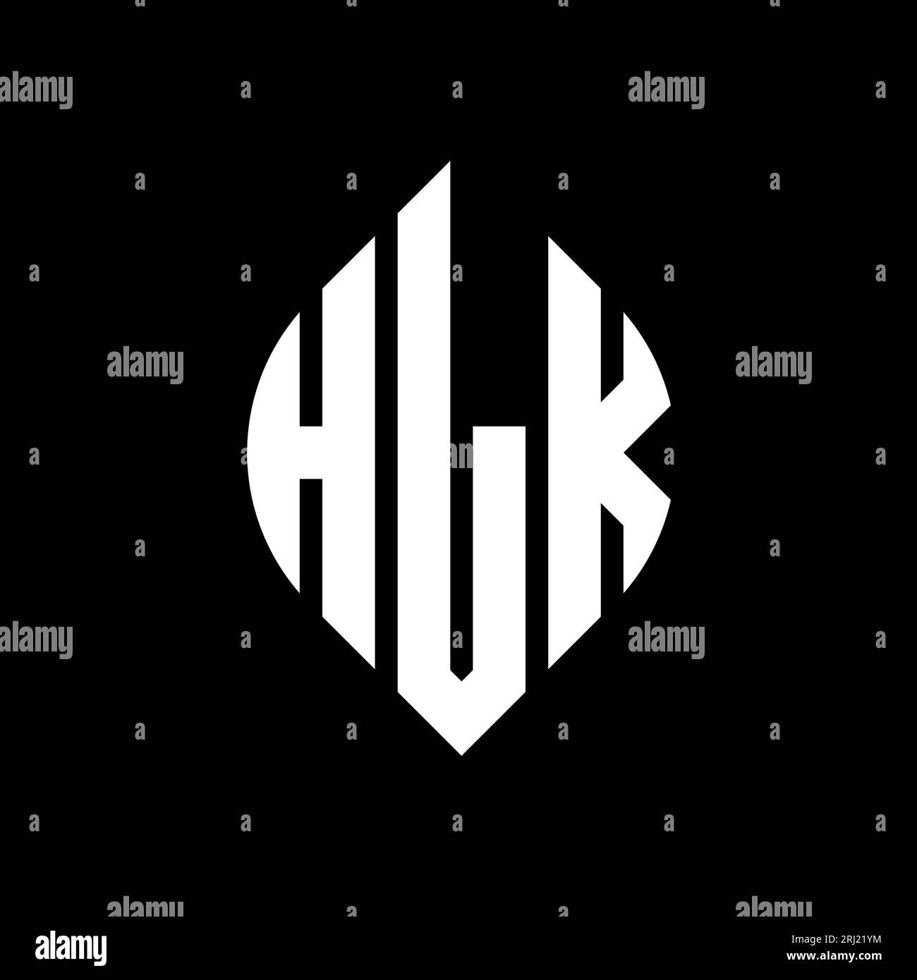 HLK circle letter logo design with circle and ellipse shape. HLK