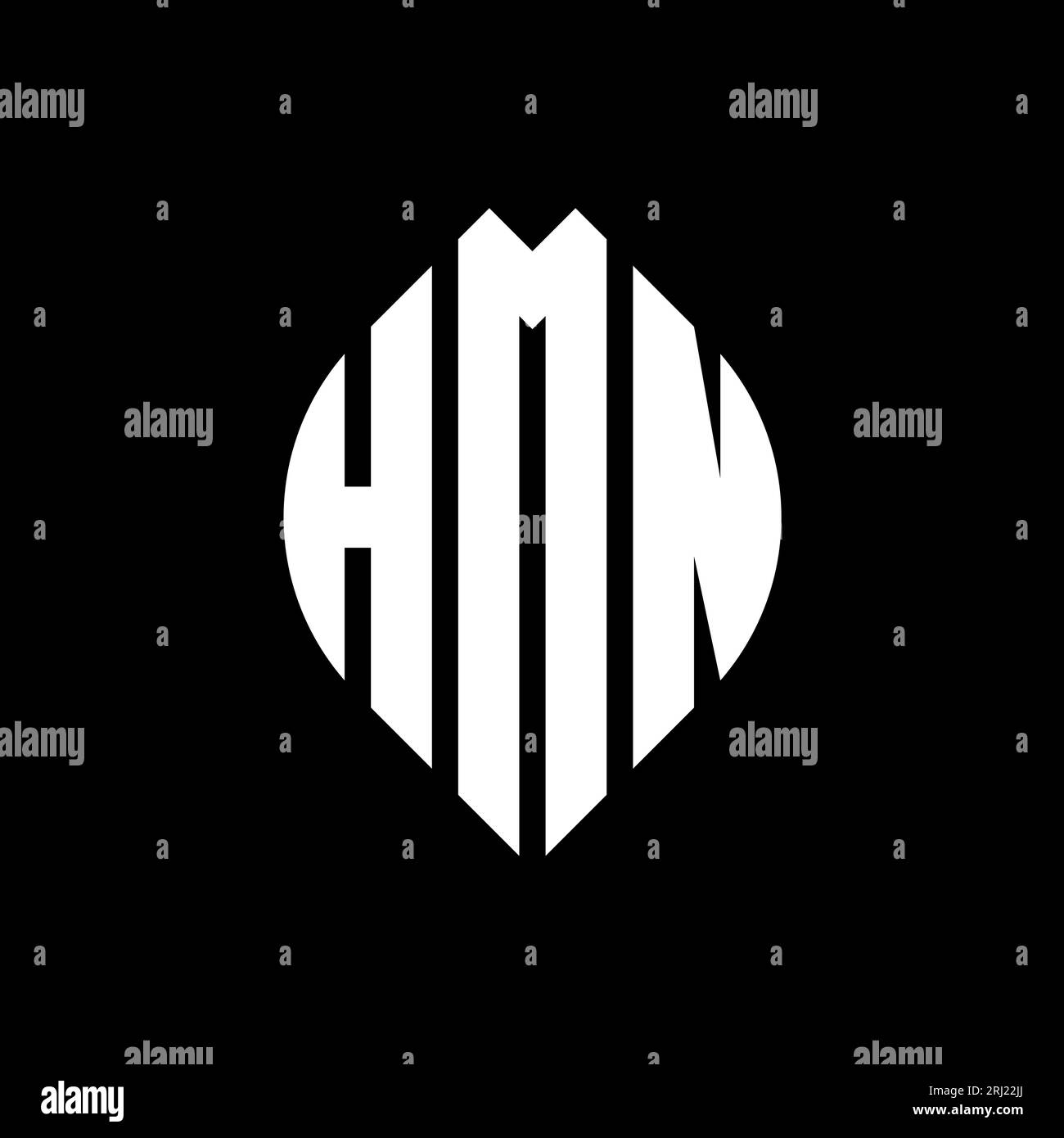 HMN circle letter logo design with circle and ellipse shape. HMN
