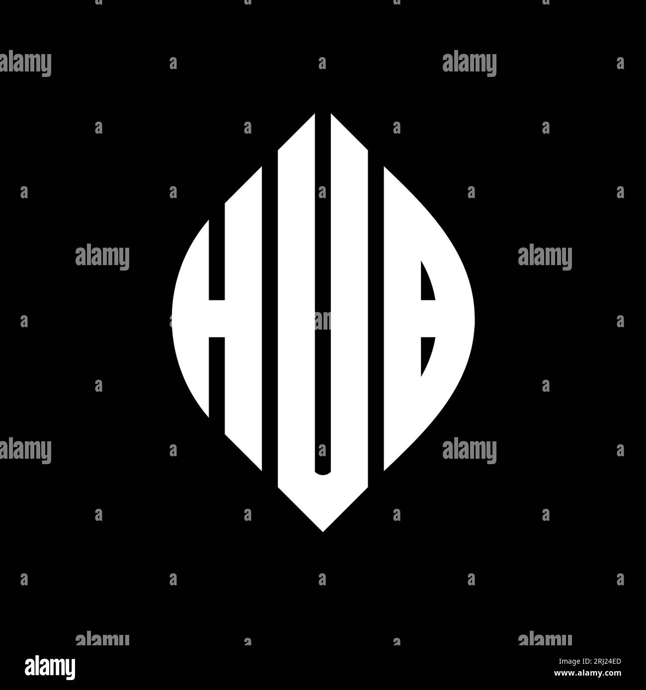 HUB circle letter logo design with circle and ellipse shape. HUB