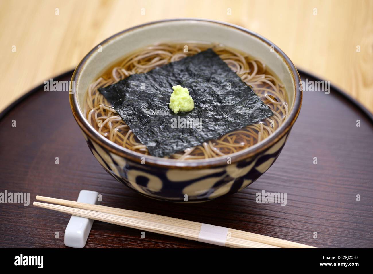 Hanamaki soba, buckwheat noodles topped with nori (dried edible seaweed