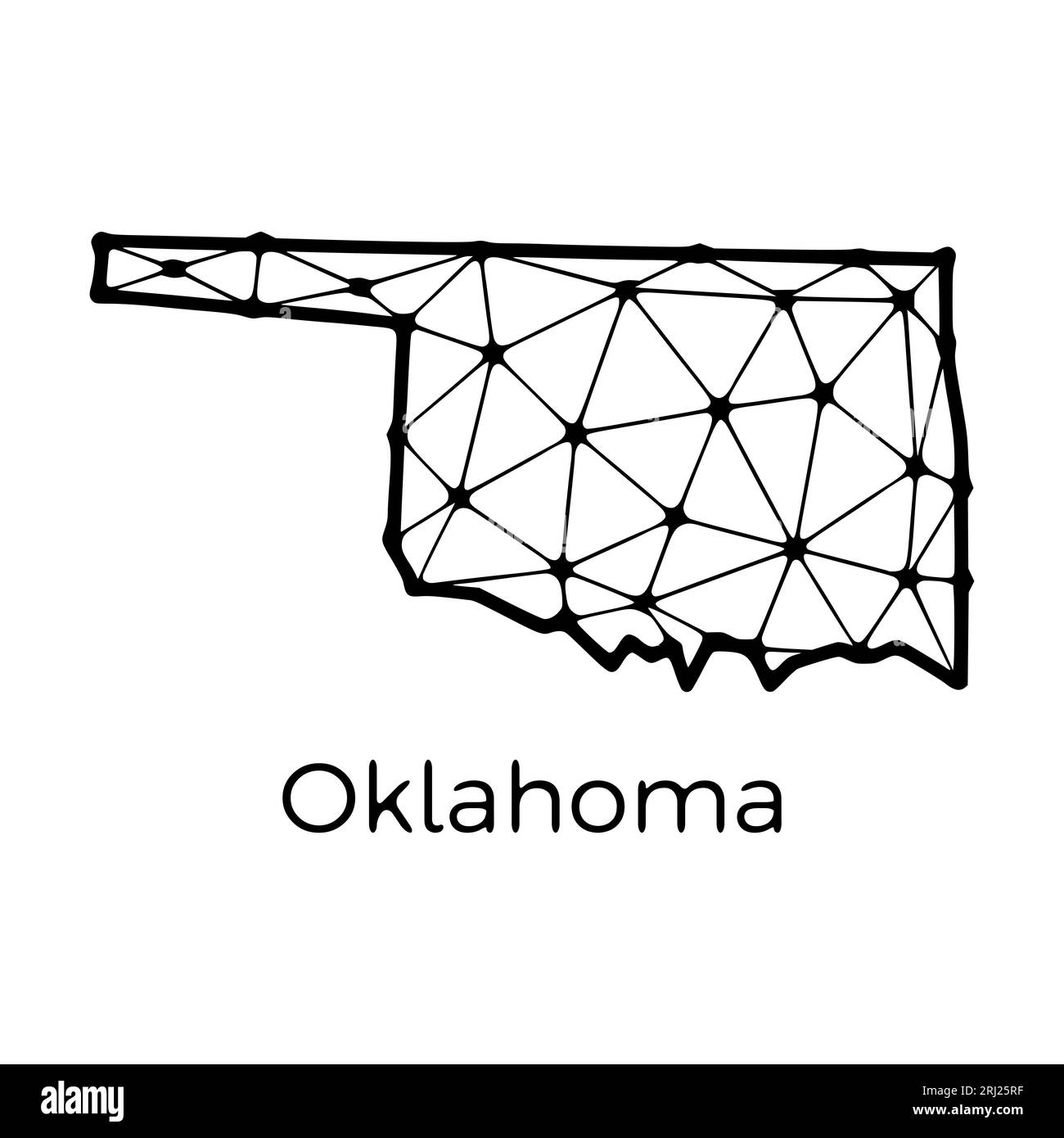 Oklahoma state map polygonal illustration made of lines and dots