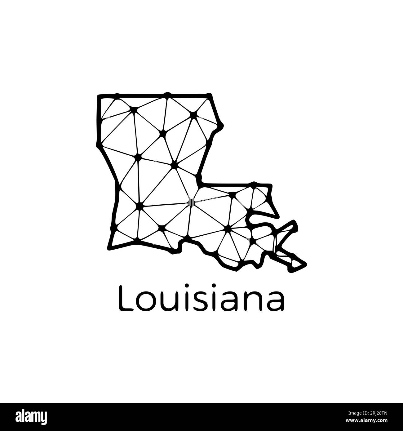 Louisiana state map polygonal illustration made of lines and dots