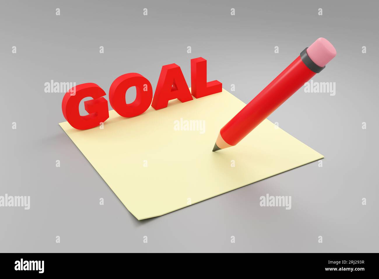 Goal minimal style pencil on paper. 3d rendering illustration Stock ...