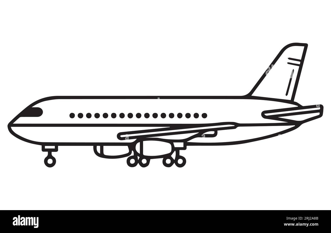 Airliner. Editable outline sketch of airplane. Stock vector
