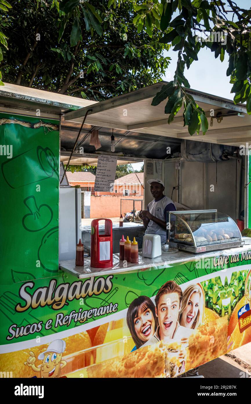 Outdoor Food Stall in Mato Grosso, Brazil Stock Photo